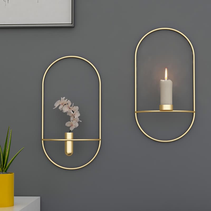 Geometric Iron Candle Sconce